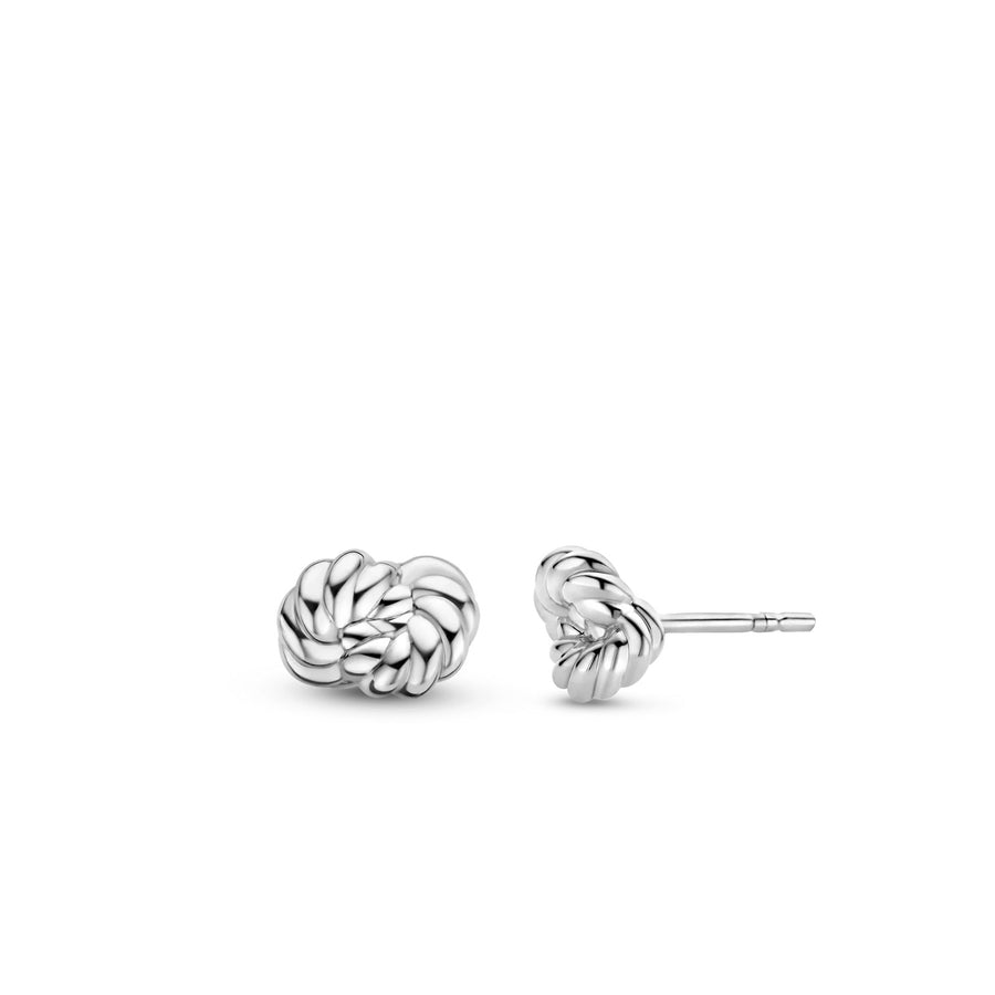 TI SENTO - Milano 925 Sterling Silver Platinum Plated Knot Stud Earrings