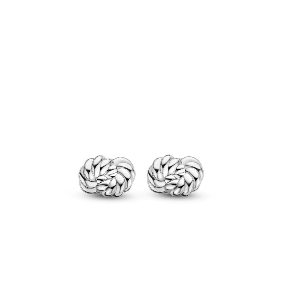 TI SENTO - Milano 925 Sterling Silver Platinum Plated Knot Stud Earrings