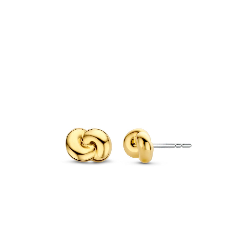 TI SENTO - Milano 925 Sterling Silver Gold-Plated Twisted Rings Stud Earrings