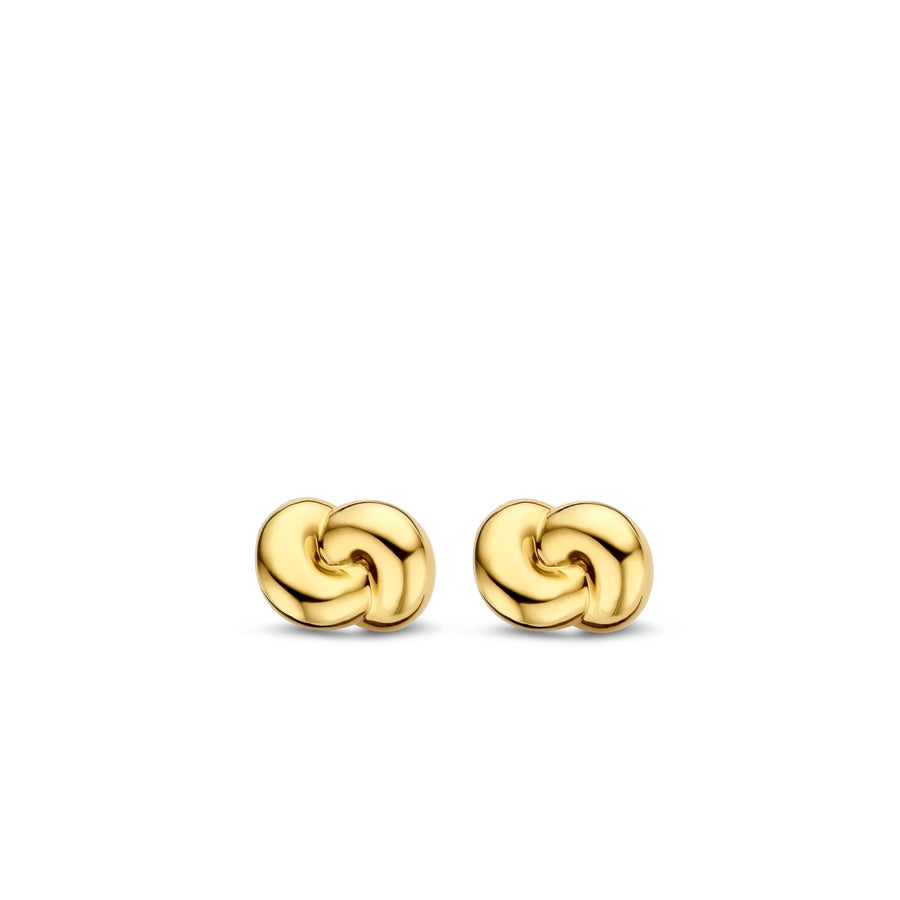 TI SENTO - Milano 925 Sterling Silver Gold-Plated Twisted Rings Stud Earrings