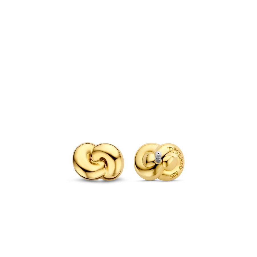 TI SENTO - Milano 925 Sterling Silver Gold-Plated Twisted Rings Stud Earrings