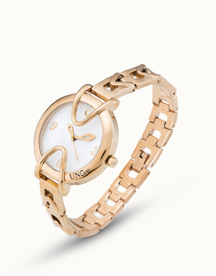 UNOde50 Gold Splendid Brave Watch - 18K Gold-Plated Watch with White Round Dial