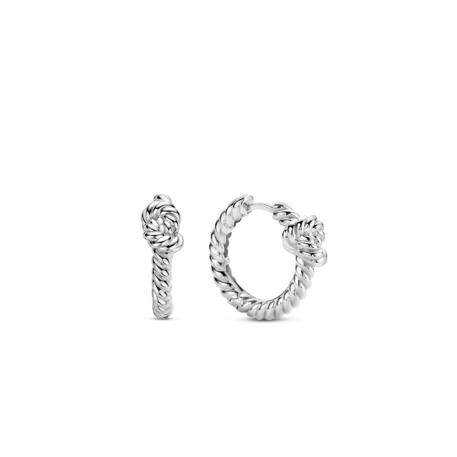 TI SENTO - Milano 925 Sterling Silver Platinum Plated Medium Hoop Earrings