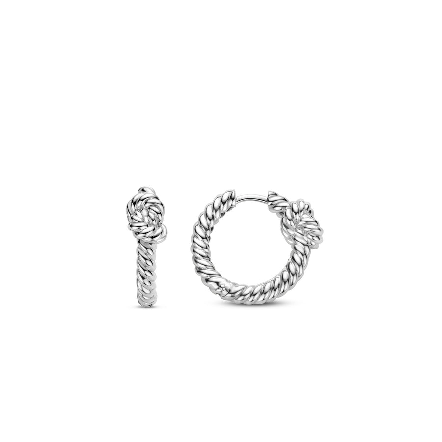 TI SENTO - Milano 925 Sterling Silver Platinum Plated Medium Hoop Earrings