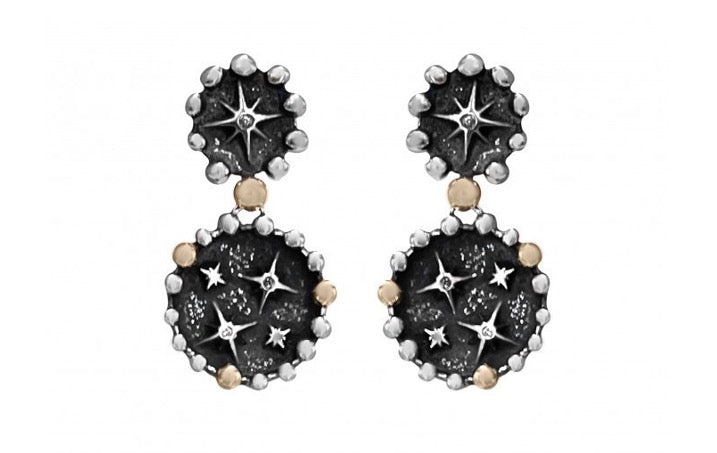 Bohemme Stars Night Earrings (5STR002E) - Gold and Diamond Earrings