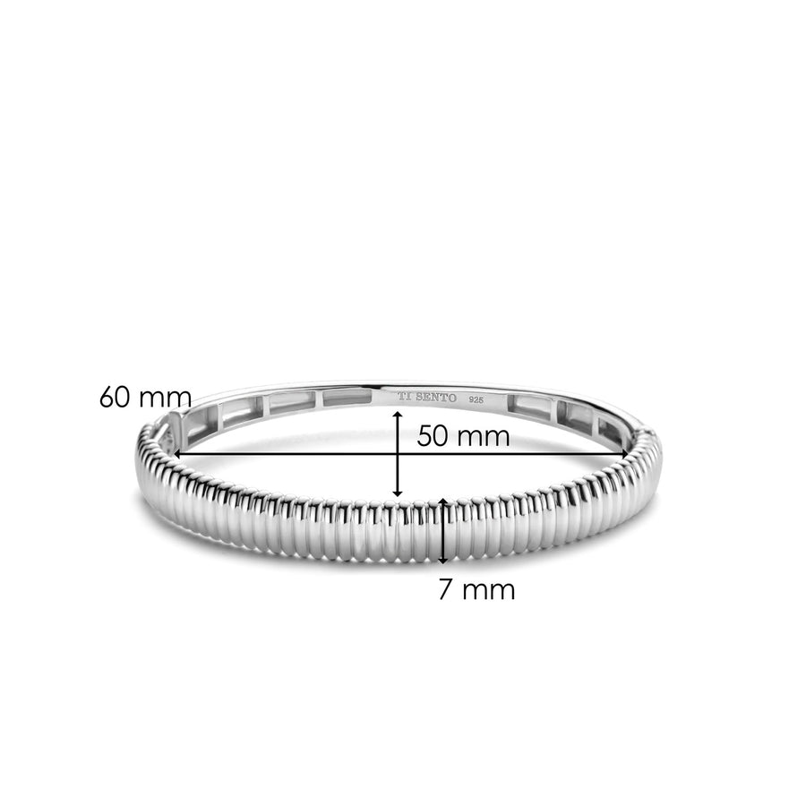 TI SENTO - Milano 925 Sterling Silver Rhodium Plated Chunky Bangle Bracelet