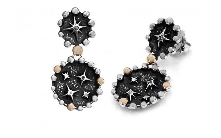 Bohemme Stars Night Earrings (5STR002E) - Gold and Diamond Earrings