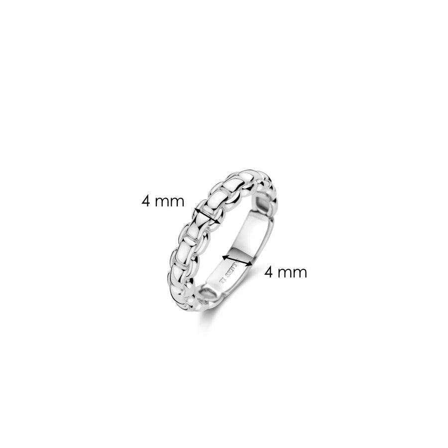 TI SENTO - Milano Platinum-Plated Silver Link Ring, Model 12319SI