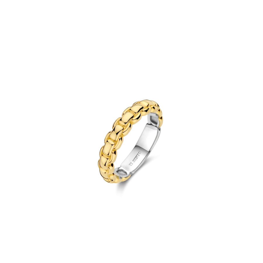 TI SENTO - Milano Gold-Plated Silver Link Ring, Model 12319SY