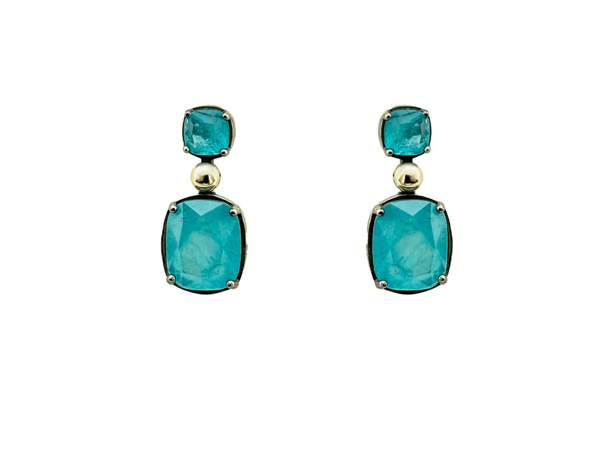 BOHEMME PARAÍBA Earrings in Silver and 18K Gold with Blue Quartz Doublets