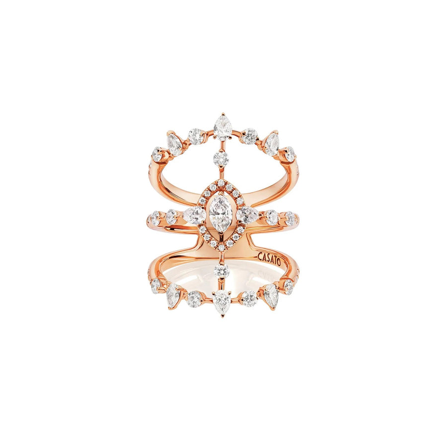 Casato Superbe Band Ring - 18kt Rose Gold & Marquise Diamonds