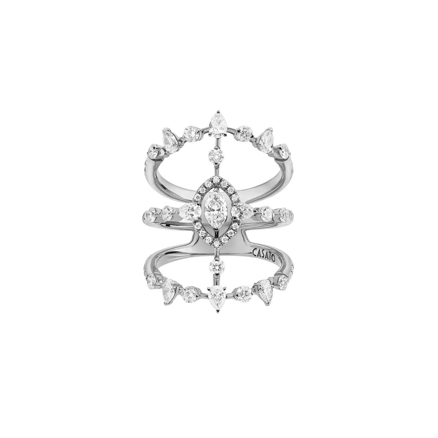 Casato Superbe Band Ring - 18kt White Gold & Marquise Diamonds