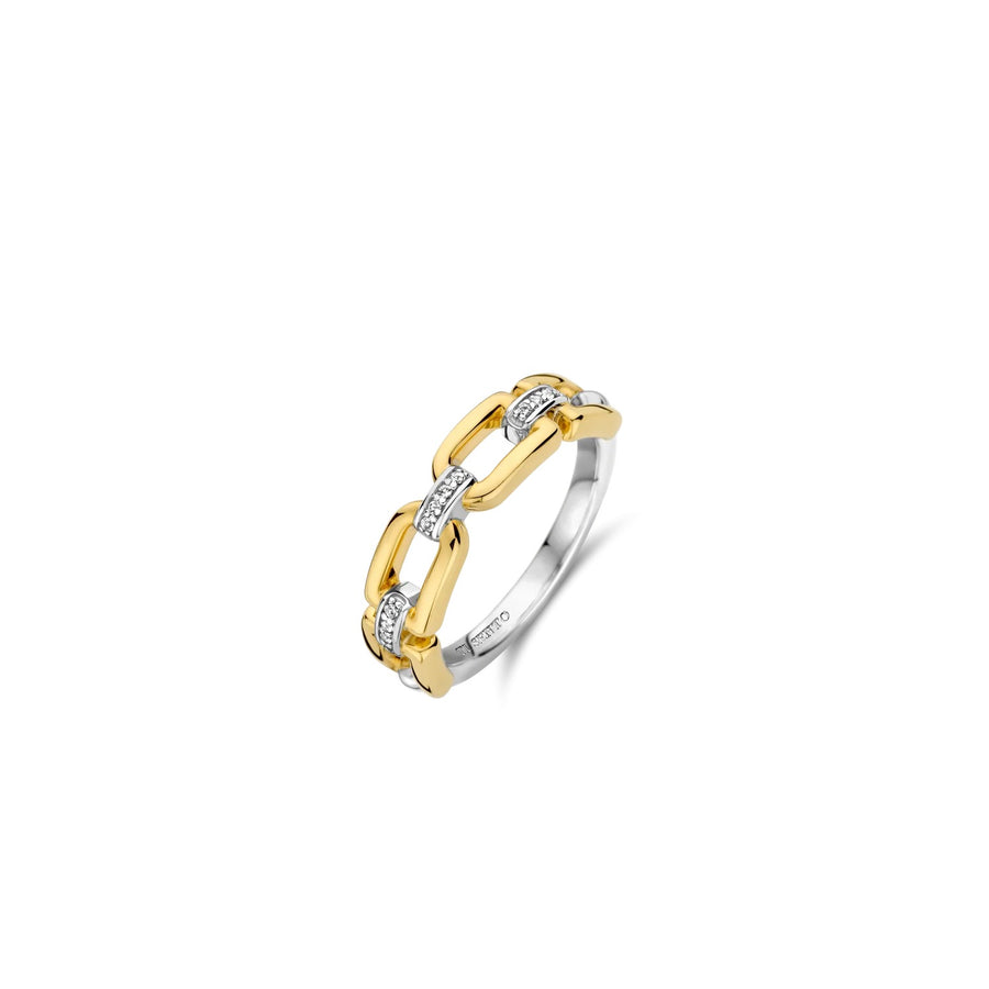 TI SENTO - Milano Gold-Plated Ring with Cubic Zirconia, Model 12321ZY