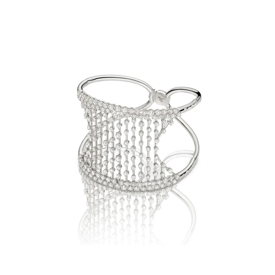 Sahara Bangle in 18kt White Gold with Diamond Cascades