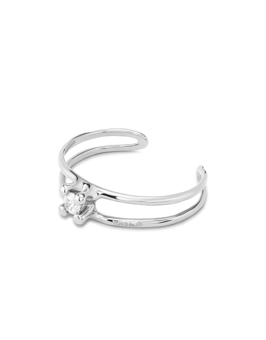 UNOde50 Anima Bangle - Rigid Sterling Silver-Plated and 18K Gold-Plated with Blue Cubic Zirconia