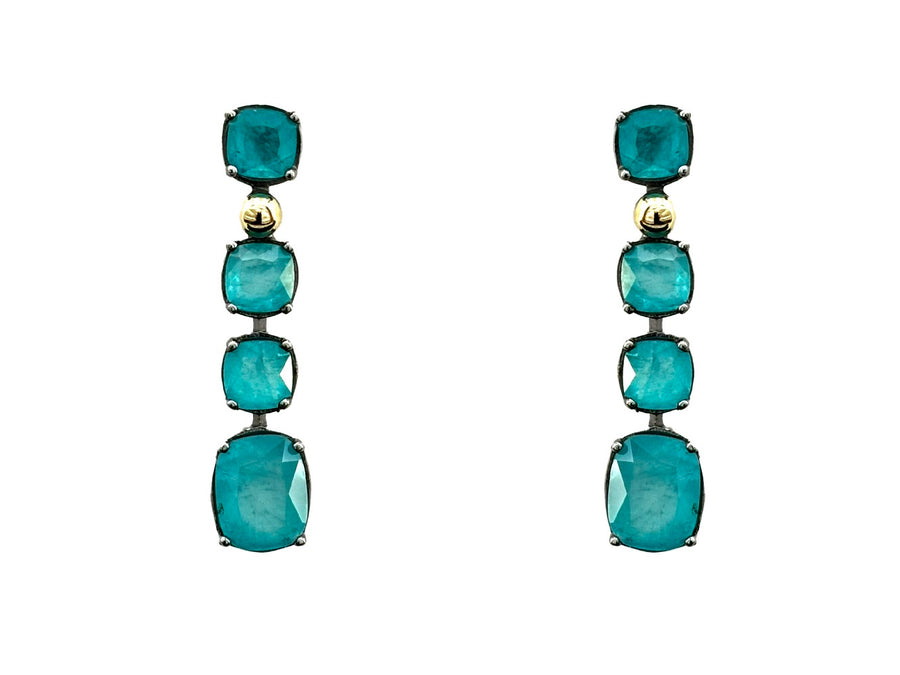 BOHEMME PARAÍBA Silver and Gold Earrings with Blue Quartz Doublets