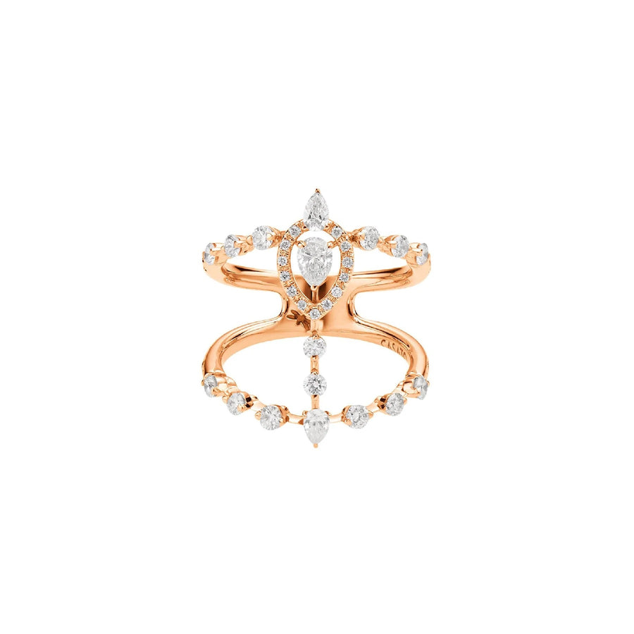 Casato Rock Drop Band Ring - 18kt Rose Gold & Diamond Drops