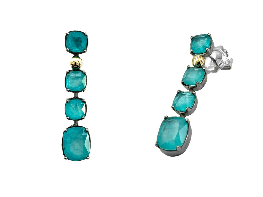 BOHEMME PARAÍBA Silver and Gold Earrings with Blue Quartz Doublets