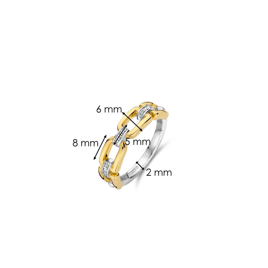 TI SENTO - Milano Gold-Plated Ring with Cubic Zirconia, Model 12321ZY