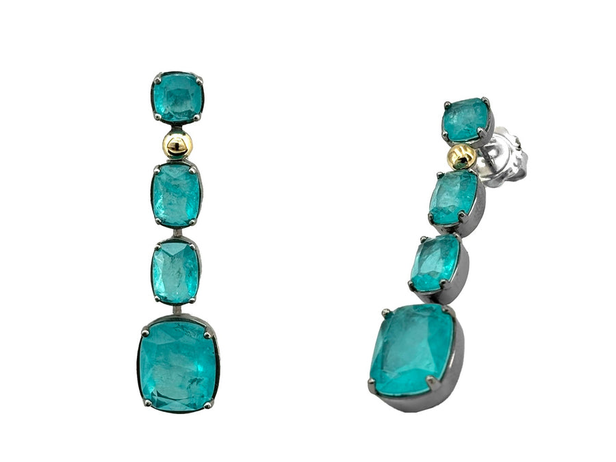 BOHEMME PARAÍBA Earring in Silver and 18K Gold with Blue Quartz Doublets