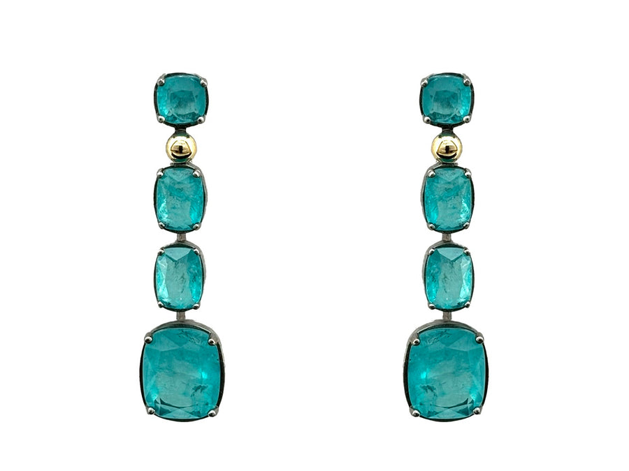 BOHEMME PARAÍBA Earring in Silver and 18K Gold with Blue Quartz Doublets