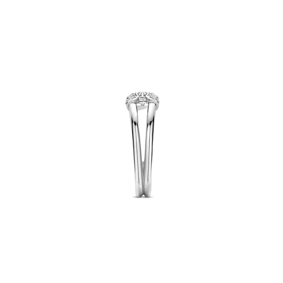 TI SENTO - Milano Silver Safety Pin Ring with Cubic Zirconia, Model 12333ZI