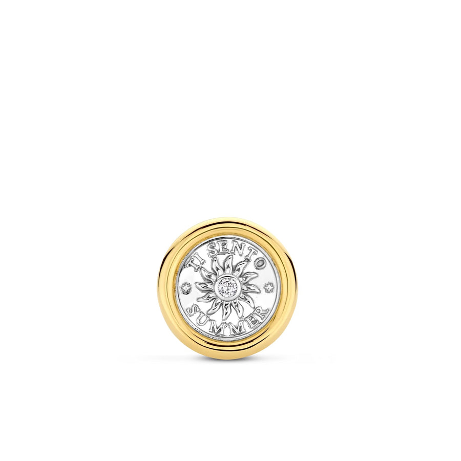 TI SENTO - Milano Gold-Plated Sun Symbol Statement Ring with Cubic Zirconia, Model 12334ZY