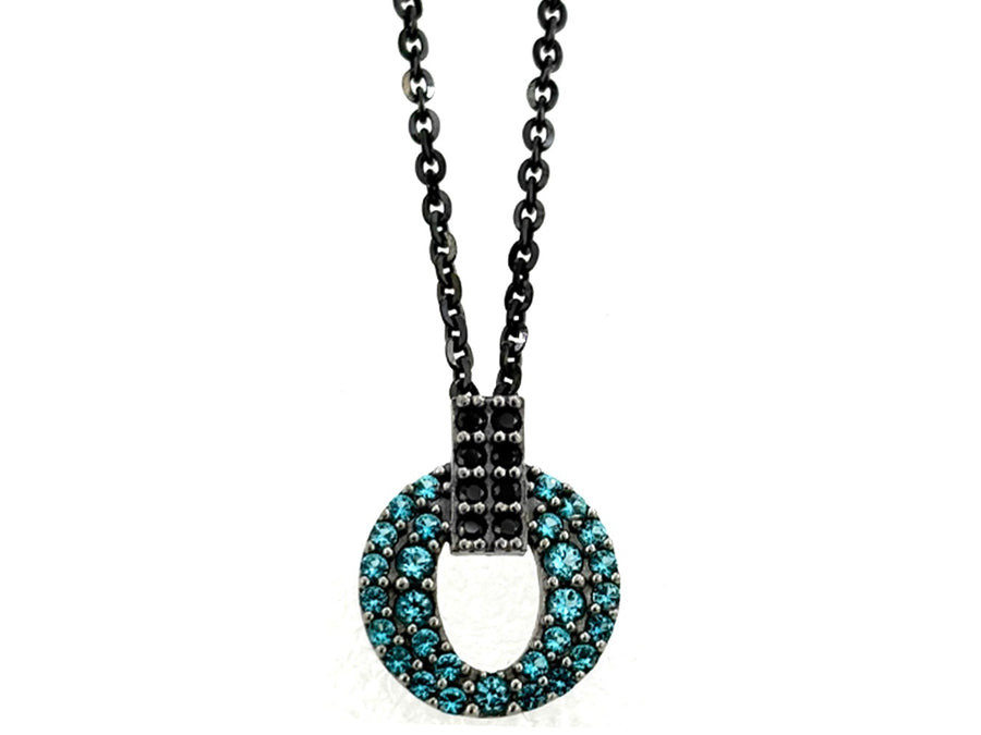 BOHEMME PARAÍBA Pendant in Silver and 18K Gold Plated with Zirconia and Black Spinels