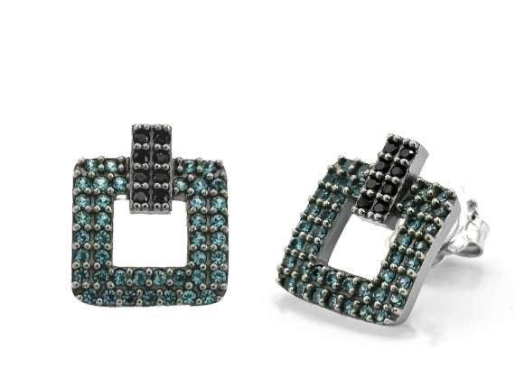 BOHEMME Silver Earrings with Zircons, Black Spinels, and PARAÍBA Quartz