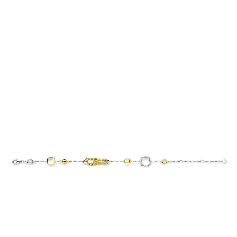 TI SENTO - Milano Gold-Plated Bracelet with Mother of Pearl and Zirconia, Model 23033ZY