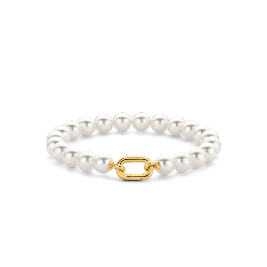 TI SENTO - Milano Gold-Plated Pearl Bracelet with Signature Link Lock, Model 23036YP