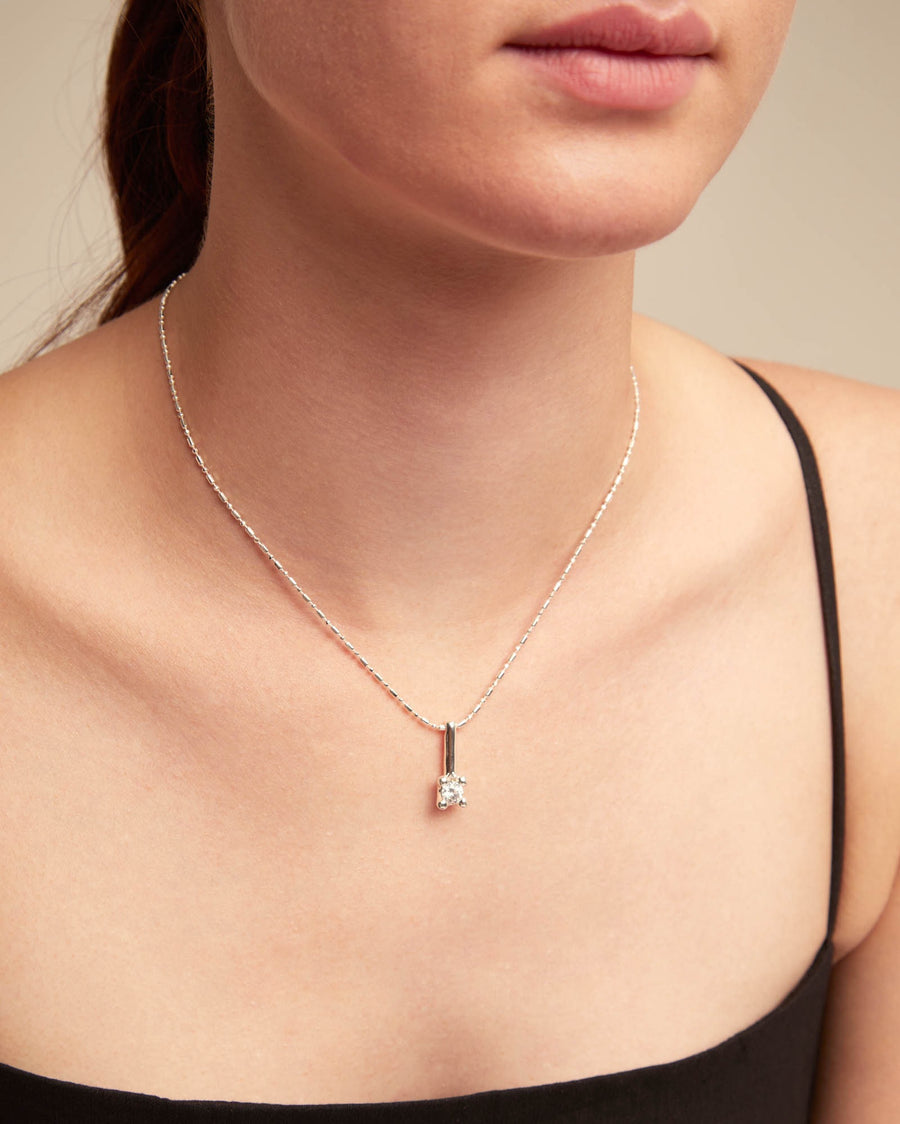 UNOde50 Divine Neck Necklace - Sterling Silver-Plated with White Central Cubic Zirconia