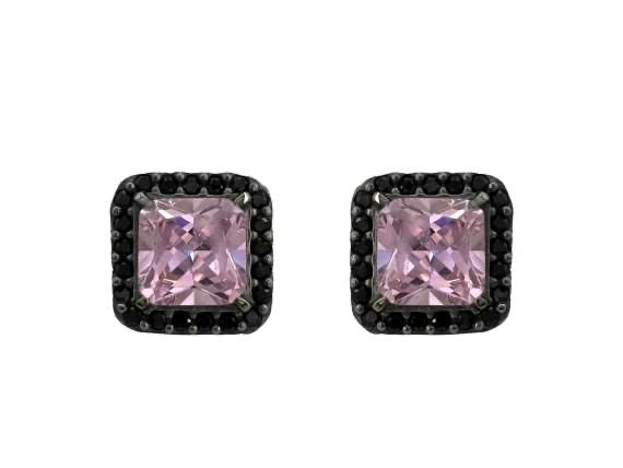 BOHEMME BASICS Earrings - Silver with Black Spinels and Pink Cubic Zirconia