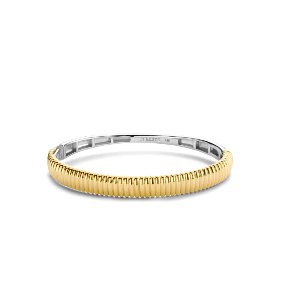 TI SENTO - Milano 925 Sterling Silver Gold-Plated Chunky Bangle Bracelet