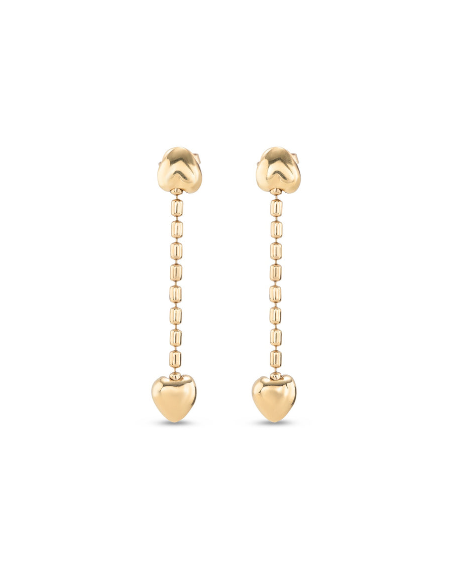 UNOde50 Cupido Earrings with Chain Drops and Heart Pendants