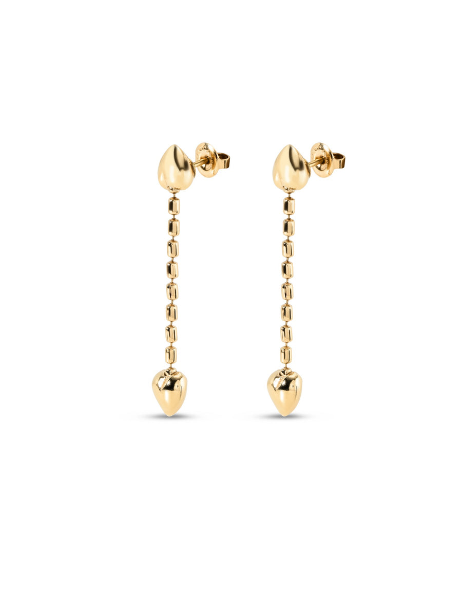 UNOde50 Cupido Earrings with Chain Drops and Heart Pendants