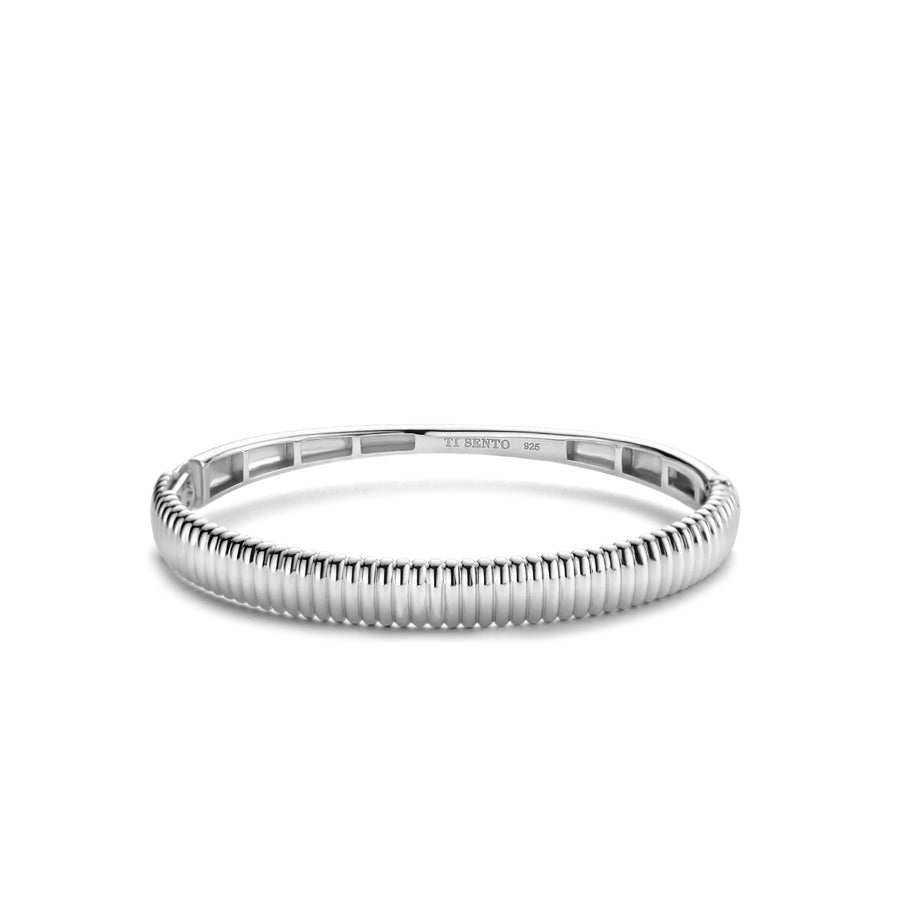 TI SENTO - Milano 925 Sterling Silver Rhodium Plated Chunky Bangle Bracelet