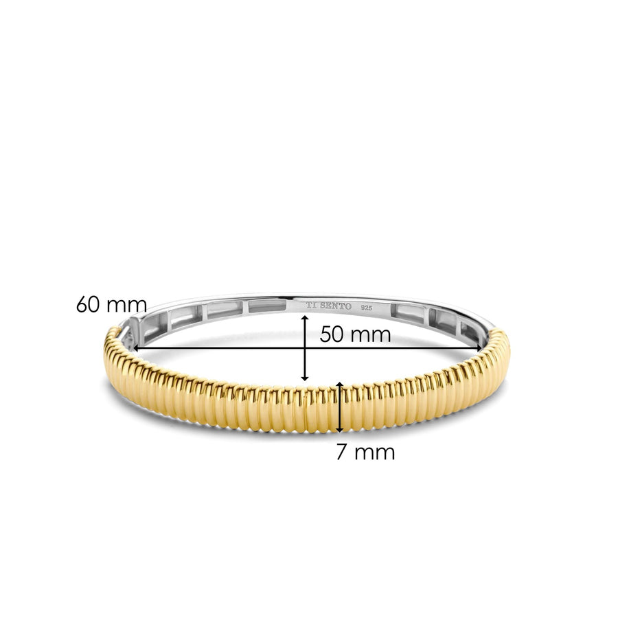 TI SENTO - Milano 925 Sterling Silver Gold-Plated Chunky Bangle Bracelet