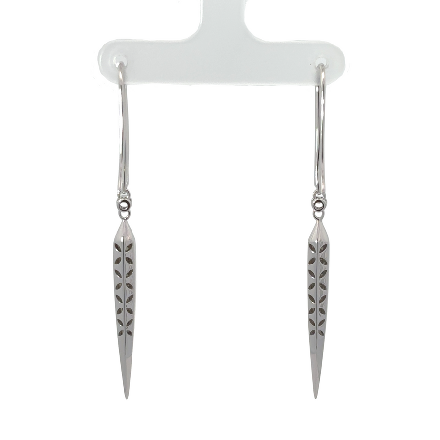 Long silver earrings with sleek elongated design