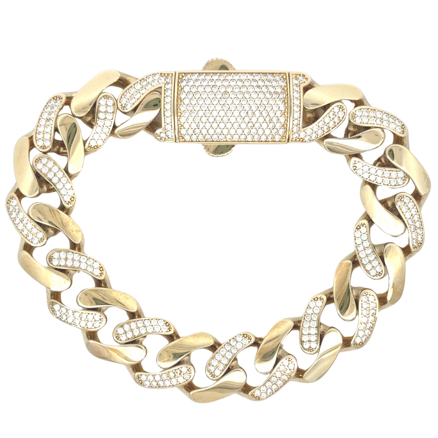 Men's 14k gold bracelet with high-polish finish, 18.5 cm
