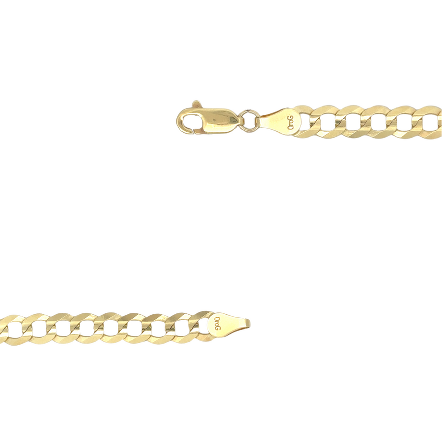 14k gold Cuban link chain against white background