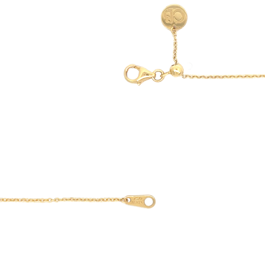 Classic 18k gold necklace with charm on white background