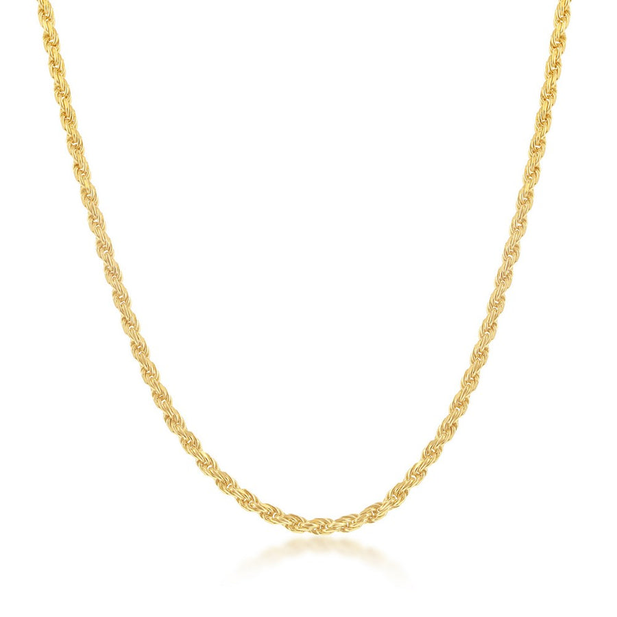 Sterling Silver 2.3mm Rope Chain - Gold Plated