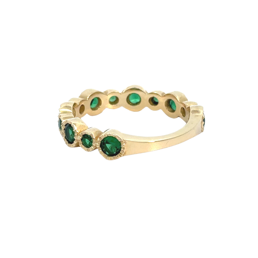 Side view of Ring Aro with CZ Green showcasing modern design
