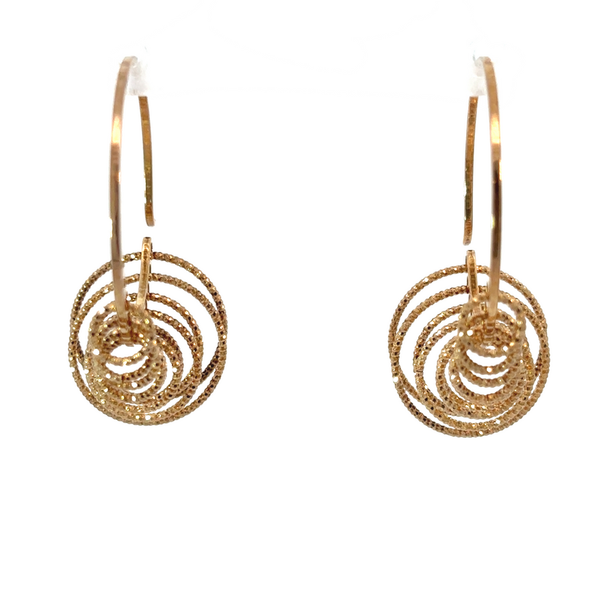 Rose gold diamond cut earrings in circle design