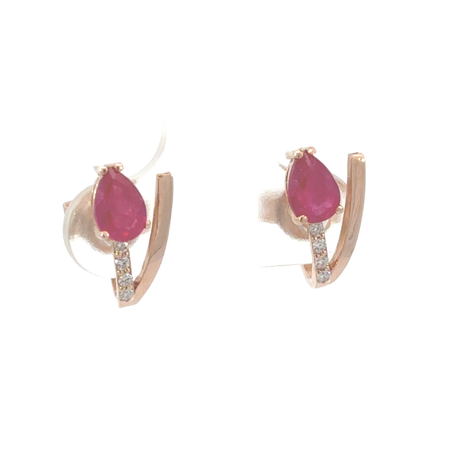 rose gold earrings with ruby gemstones