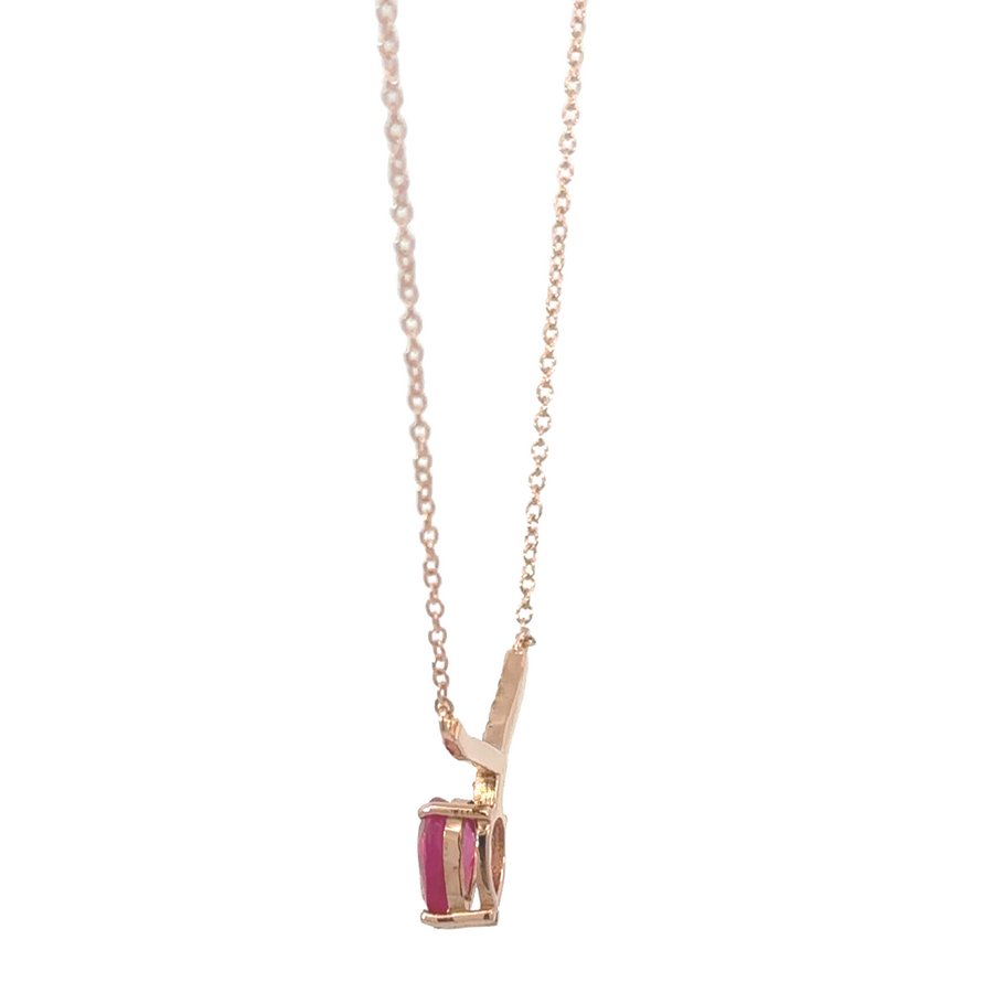 18k real rose gold necklace with rubi stone