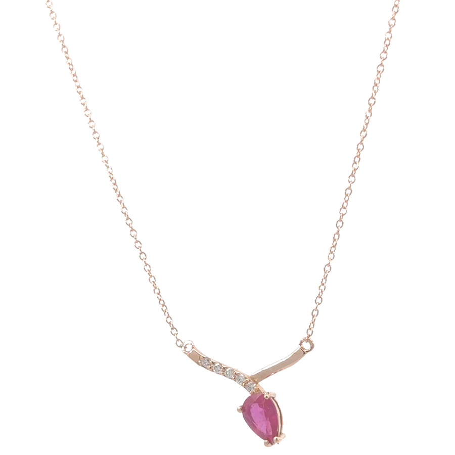rose gold necklace with ruby pendant