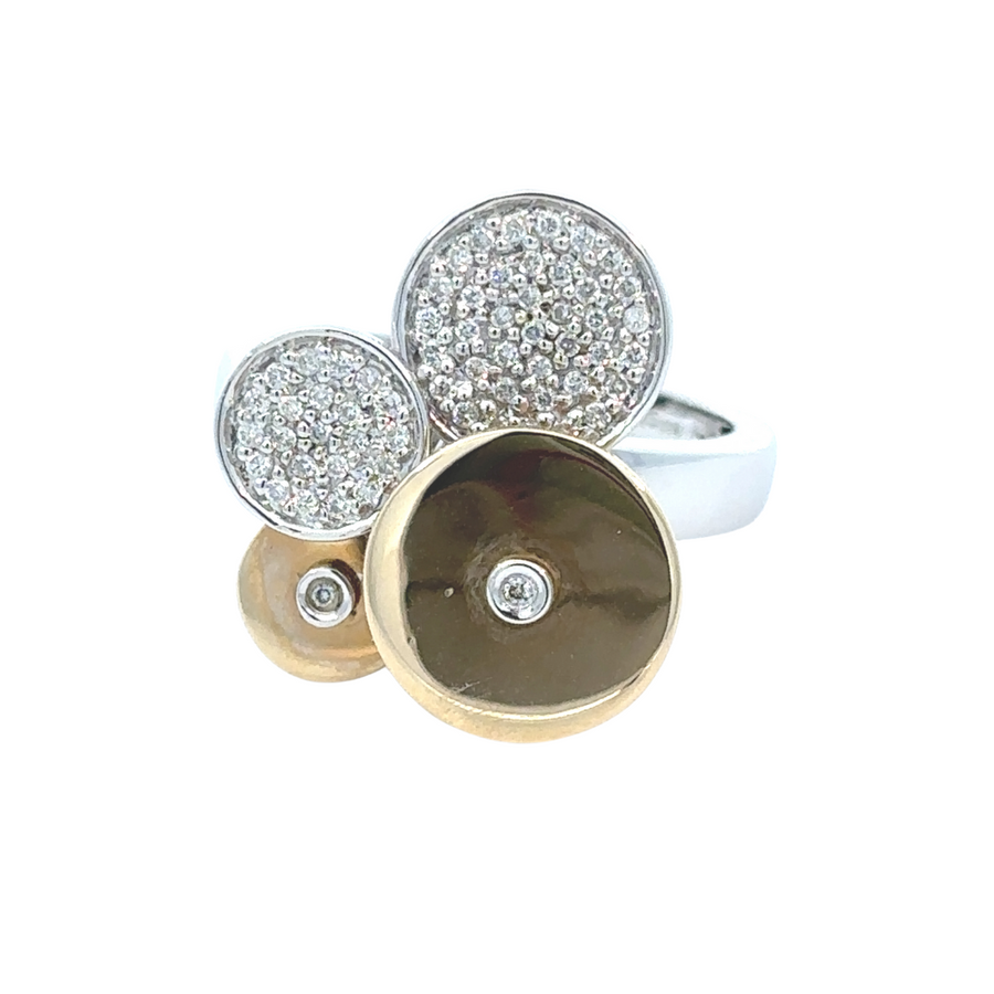 Close-up of diamond ring (size 7) in elegant gold setting