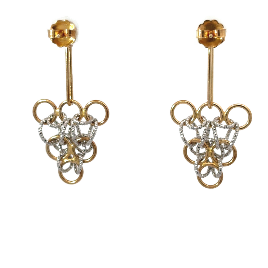 Lightweight silver 2-tone earrings displayed on white background